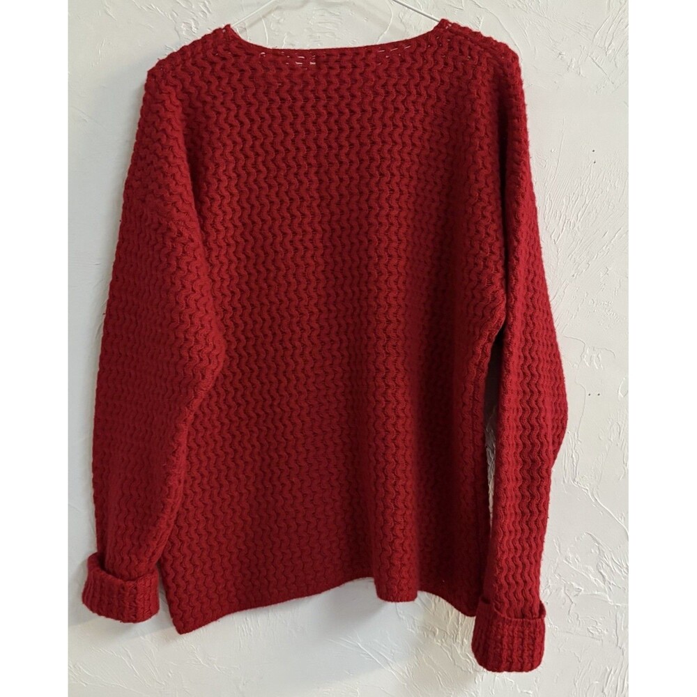 Marsh Landing Womens M Red Knit Boat Neck Long Sleeve Lambswool Angora Sweater